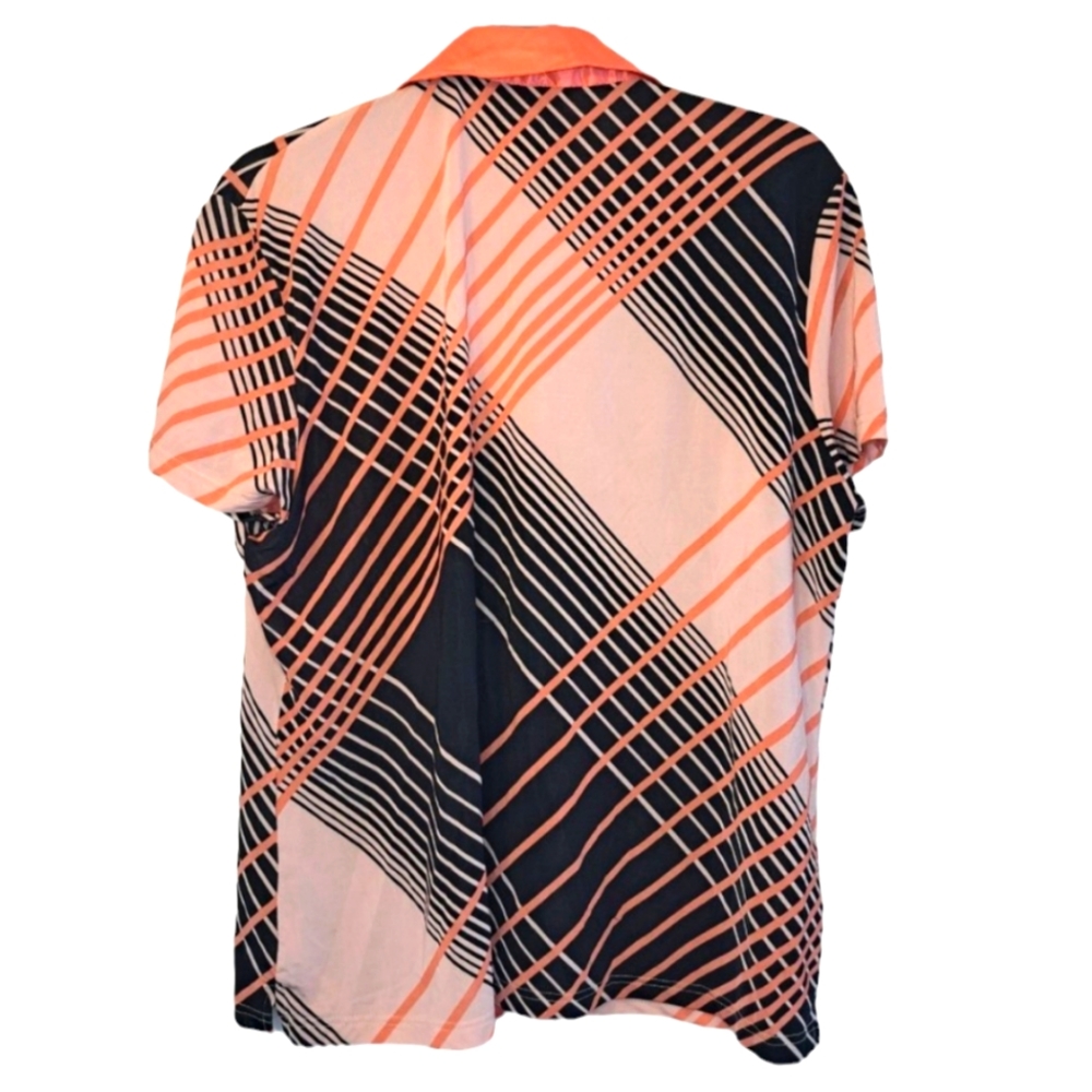 Full Fusion Collared Button Down Patterned Silky … - image 2